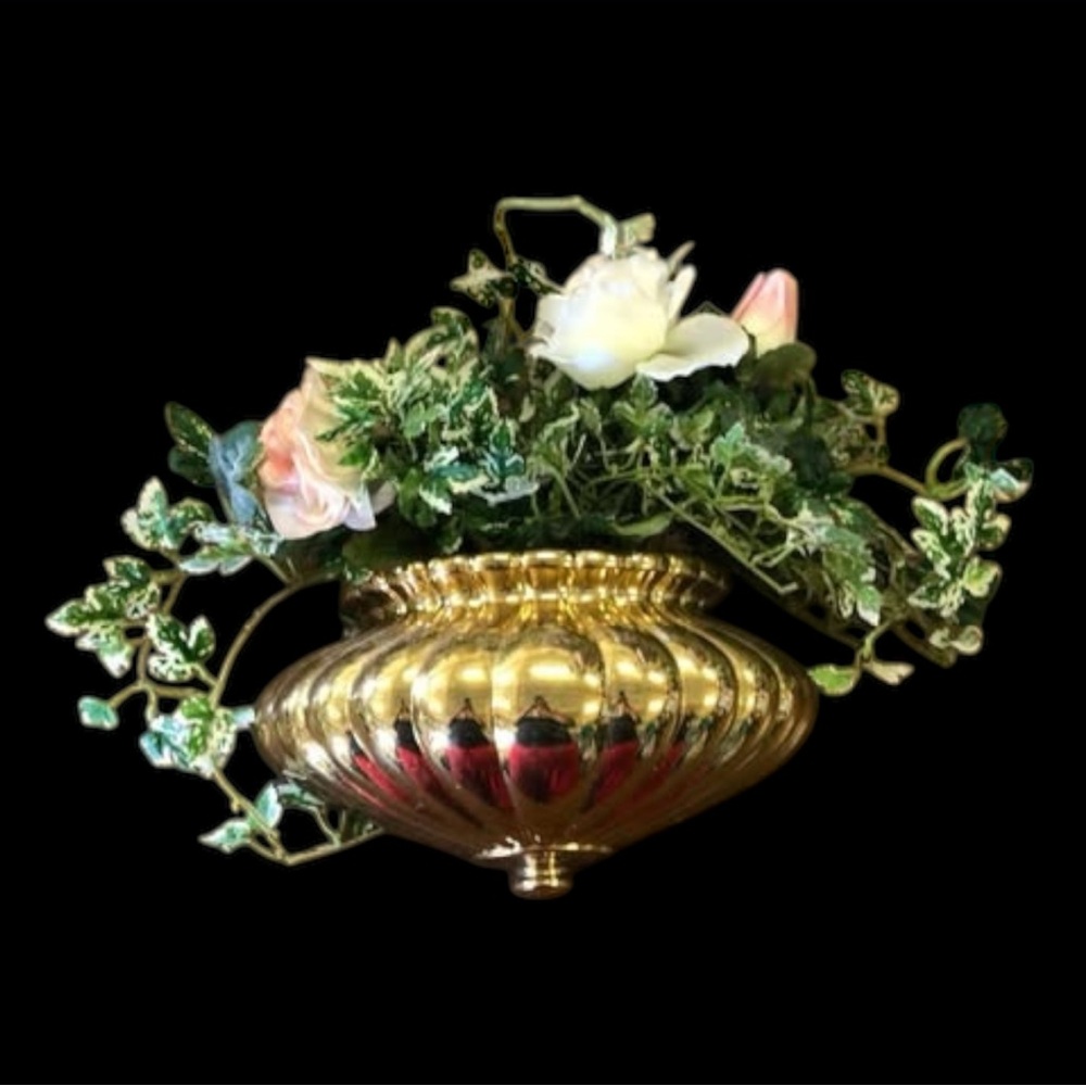 Vintage Homco Home Interior Gold Wall Pocket Planter